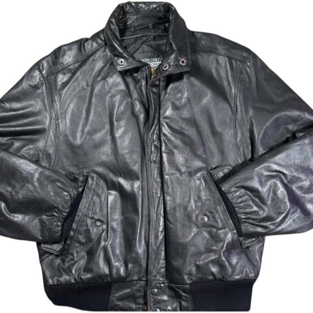 Vtg Members Only Leather Jacket 40 Black Made in Korea 80s Bomber Moto Style
